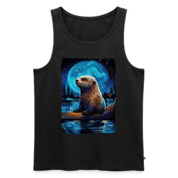 Loutre Nuit étoilée - Débardeur bio Premium Homme - noir - Devant - Michal (187cm)