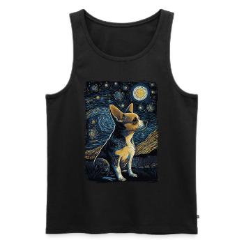 Chihuahua Starry Night - Männer Premium Bio Tank Top - Schwarz - Vorne - Michal (187cm)