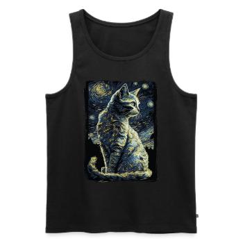 Cat Starry Night - Men's Premium Organic Tank Top - black - Front - AI Model Male 178 light (178cm)