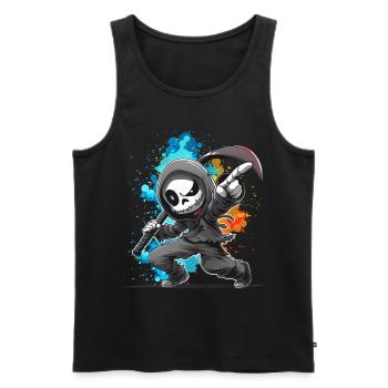 The Grim Reaper. Fantasy, Fun, Fun, Cool, Humor, Horny - Men's Premium Organic Tank Top - black - Front - AI Model Male 178 light (178cm)