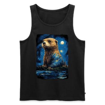 Loutre Nuit étoilée - Débardeur bio Premium Homme - noir - Devant - Michal (187cm)
