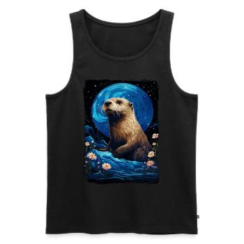 Loutre Nuit étoilée - Débardeur bio Premium Homme - noir - Devant - Michal (187cm)