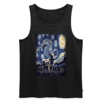 Kuh Starry Night - Männer Premium Bio Tank Top - Schwarz - Vorne - AI Model Male 178 light (178cm)