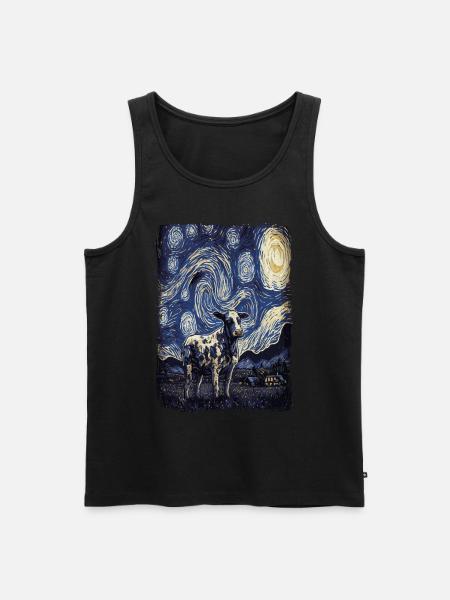 Kuh Starry Night - Männer Premium Bio Tank Top - Schwarz