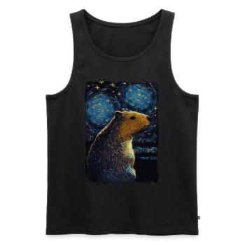 Wasserschwein Starry Night - Männer Premium Bio Tank Top - Schwarz - Vorne - AI Model Male 178 light (178cm)