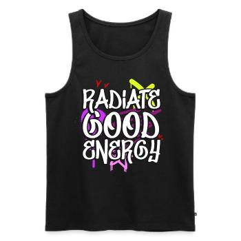Radiate Good Energy 80s 90s Hiphop Graffiti - Männer Premium Bio Tank Top - Schwarz - Vorne - Michal (187cm)