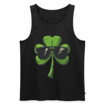 Saint Patricks day Kleeblatt Sonnenbrille Shamrock - Männer Premium Bio Tank Top - Schwarz - Vorne - Michal (187cm)