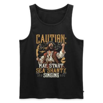 Shanty Chor Caution May Start Sea Shanty Singing - Männer Premium Bio Tank Top - Schwarz - Vorne - AI Model Male 178 light (178cm)