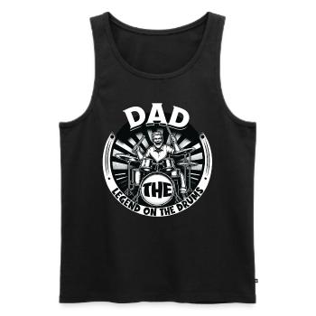 Fête des pères Papa la légende à la batterie Papa Papa - Débardeur bio Premium Homme - noir - Devant - Michal (187cm)