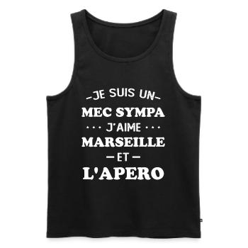 Faner Marseille und der Humor Marseillais Aperitif - Männer Premium Bio Tank Top - Schwarz - Vorne - Michal (187cm)