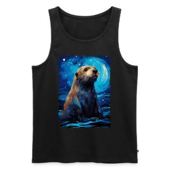 Loutre Nuit étoilée - Débardeur bio Premium Homme - noir - Devant - Michal (187cm)