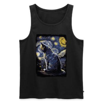 Cat Starry Night - Men's Premium Organic Tank Top - black - Front - AI Model Male 178 light (178cm)
