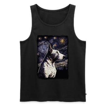 Bullterrier Starry Night - Männer Premium Bio Tank Top - Schwarz - Vorne - Michal (187cm)