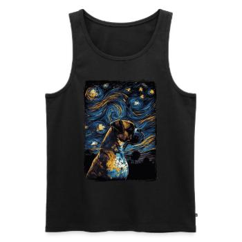 Boxerhund Starry Night - Männer Premium Bio Tank Top - Schwarz - Vorne - Michal (187cm)