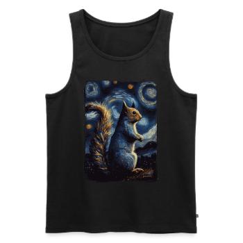 Écureuil Nuit étoilée - Débardeur bio Premium Homme - noir - Devant - AI Model Male 178 light (178cm)