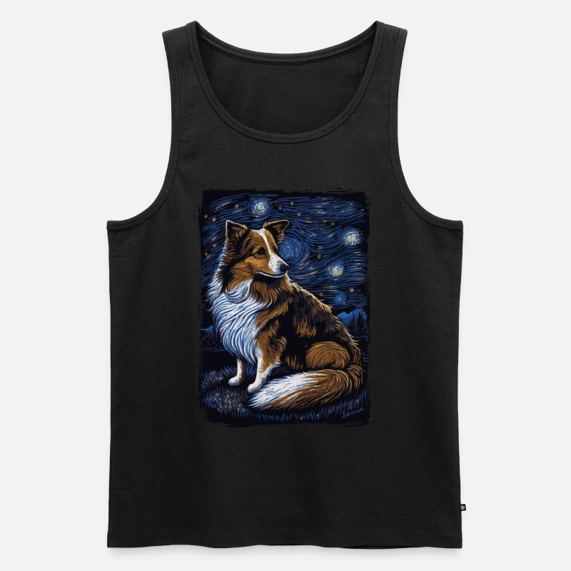 Shetland Shepherd Starry Night - Men's Premium Organic Tank Top - black