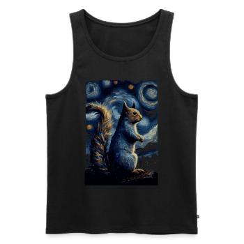 Écureuil Nuit étoilée - Débardeur bio Premium Homme - noir - Devant - Michal (187cm)