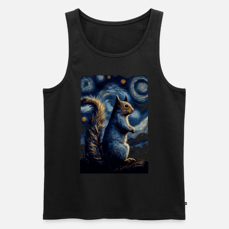 Squirrel Starry Night - Men's Premium Organic Tank Top - black