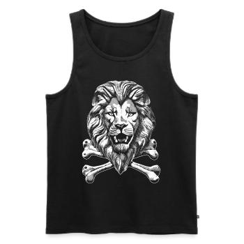 Geisterkapitän-Shirt: Löwe auf Bootsfahrt - Männer Premium Bio Tank Top - Schwarz - Vorne - AI Model Male 178 light (178cm)