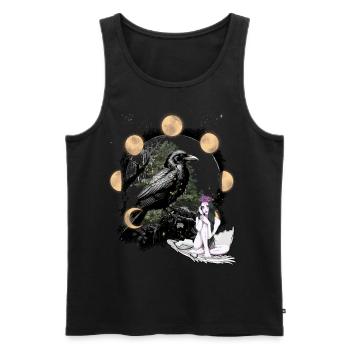 Rabe Mädchen Fantasy Dark Mond Natur Okkult - Männer Premium Bio Tank Top - Schwarz - Vorne - Michal (187cm)