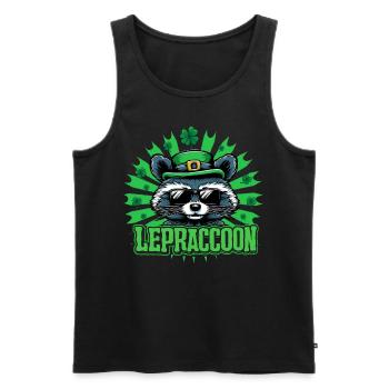 Lepraccoon Irisch Kobold Waschbär Saint Patrick - Männer Premium Bio Tank Top - Schwarz - Vorne - Michal (187cm)
