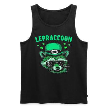 Lepraccoon Kobold Irisch Waschbär Saint Patrick - Männer Premium Bio Tank Top - Schwarz - Vorne - Michal (187cm)