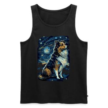 Shetland Shepherd Starry Night - Men's Premium Organic Tank Top - black - Front - Michal (187cm)
