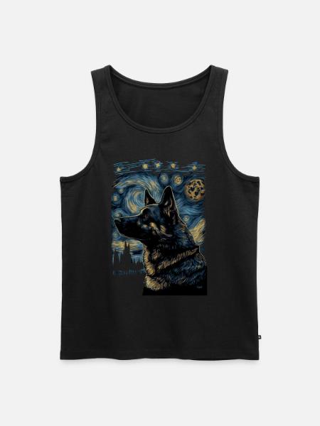 Schäferhund Starry Night - Männer Premium Bio Tank Top - Schwarz