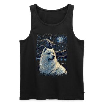 Samoyed Starry Night - Männer Premium Bio Tank Top - Schwarz - Vorne - AI Model Male 178 light (178cm)