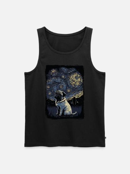 Pug Starry Night - Men's Premium Organic Tank Top - black