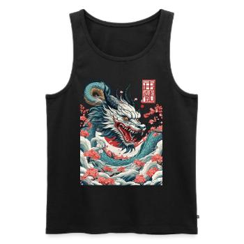 Japanischer Drache Tattoo Aesthetic Streetwear - Männer Premium Bio Tank Top - Schwarz - Vorne - Michal (187cm)