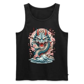 Tatouage de dragon japonais streetwear esthétique - Débardeur bio Premium Homme - noir - Devant - Michal (187cm)