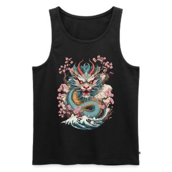 Japanischer Drache Aesthetic Streetwear Design - Männer Premium Bio Tank Top - Schwarz - Vorne - AI Model Male 178 light (178cm)