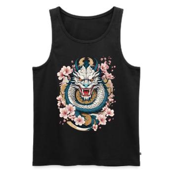 Design streetwear esthétique du dragon japonais - Débardeur bio Premium Homme - noir - Devant - Michal (187cm)