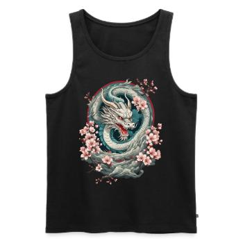 Design streetwear esthétique du dragon japonais - Débardeur bio Premium Homme - noir - Devant - Michal (187cm)