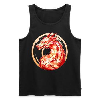 Geometric Traditional Chinese Dragon Zodiac Sign - Männer Premium Bio Tank Top - Schwarz - Vorne - Michal (187cm)