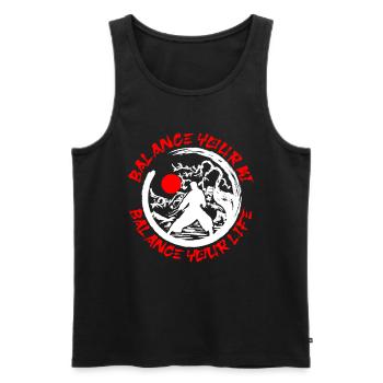 Aikido Aikidoka Balance Your Ki Balance Your Life - Men's Premium Organic Tank Top - black - Front - Michal (187cm)