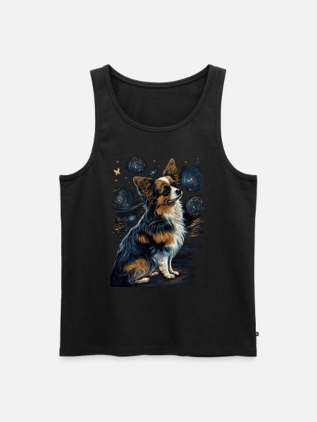Papillon Dog Starry Night - Men's Premium Organic Tank Top - black