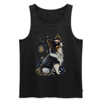 Papillon Hund Starry Night - Männer Premium Bio Tank Top - Schwarz - Vorne - AI Model Male 178 light (178cm)