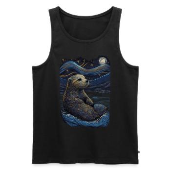Loutre Nuit étoilée - Débardeur bio Premium Homme - noir - Devant - AI Model Male 178 light (178cm)
