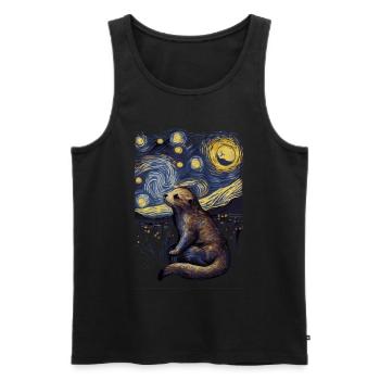 Loutre Nuit étoilée - Débardeur bio Premium Homme - noir - Devant - Michal (187cm)