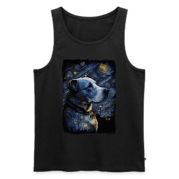 Pitbull Dog Starry Night - Men's Premium Organic Tank Top - black - Front - AI Model Male 178 light (178cm)