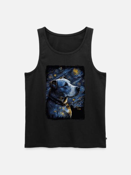 Pitbull Hund Starry Night - Männer Premium Bio Tank Top - Schwarz