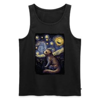 Loutre Nuit étoilée - Débardeur bio Premium Homme - noir - Devant - Michal (187cm)