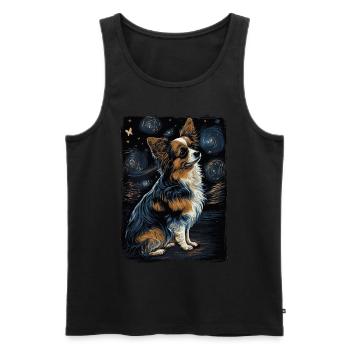 Papillon Hund Starry Night - Männer Premium Bio Tank Top - Schwarz - Vorne - AI Model Male 178 light (178cm)