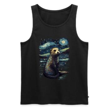 Loutre Nuit étoilée - Débardeur bio Premium Homme - noir - Devant - Michal (187cm)