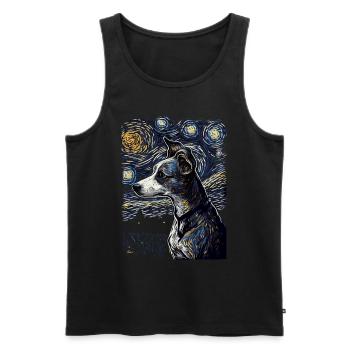 Lévrier italien Nuit étoilée - Débardeur bio Premium Homme - noir - Devant - Michal (187cm)