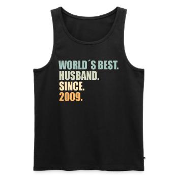 Best husband since 2009 15th wedding anniversary - Men's Premium Organic Tank Top - black - Front - Michal (187cm)