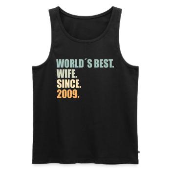 Best wife since 2009 15th wedding anniversary - Men's Premium Organic Tank Top - black - Front - Michal (187cm)