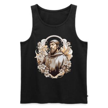 St Francis of Assisi Vintage Catholic Saint - Männer Premium Bio Tank Top - Schwarz - Vorne - AI Model Male 178 light (178cm)